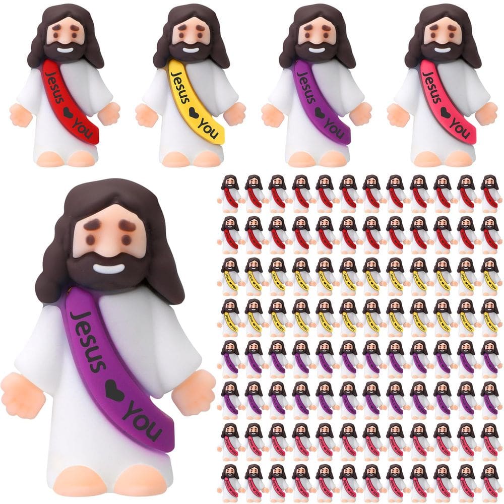 Mini Jesus Figures Bememo, 100 peças, presente de Páscoa Jesus Loves You