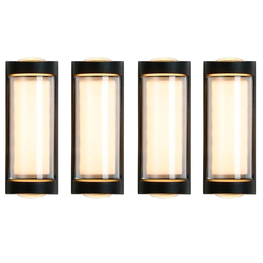4 Arandela Externa 3 Leds Facho Duplo Aluminio Muro Bet80