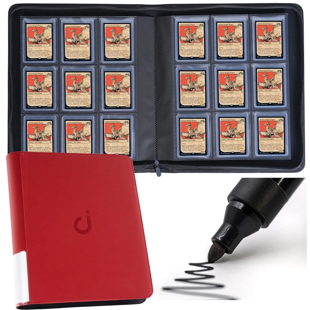 Toploader Binder D DACKIT contém 28 carregadores superiores vermelhos