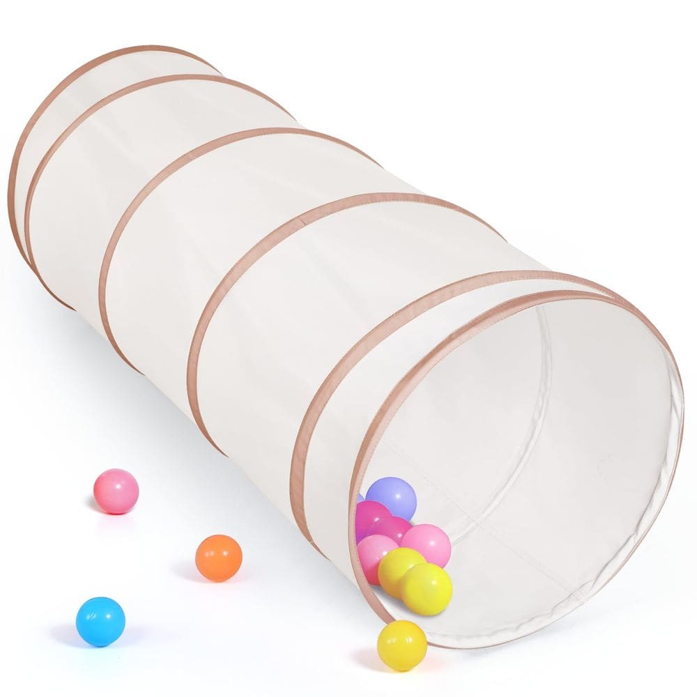 Jogue Tunnel Tent Moncoland para crianças pequenas, brinquedo Pop Up Crawl Beige