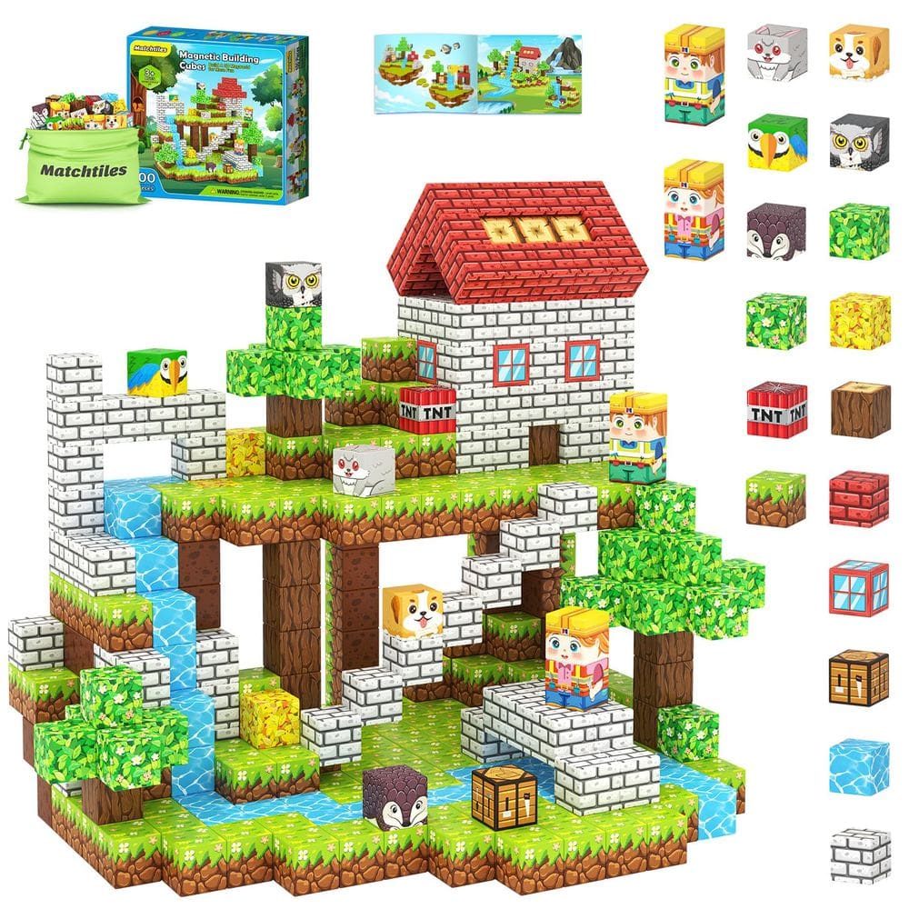 Blocos magnéticos Matchtiles Build Mine Magnet World 100PCS