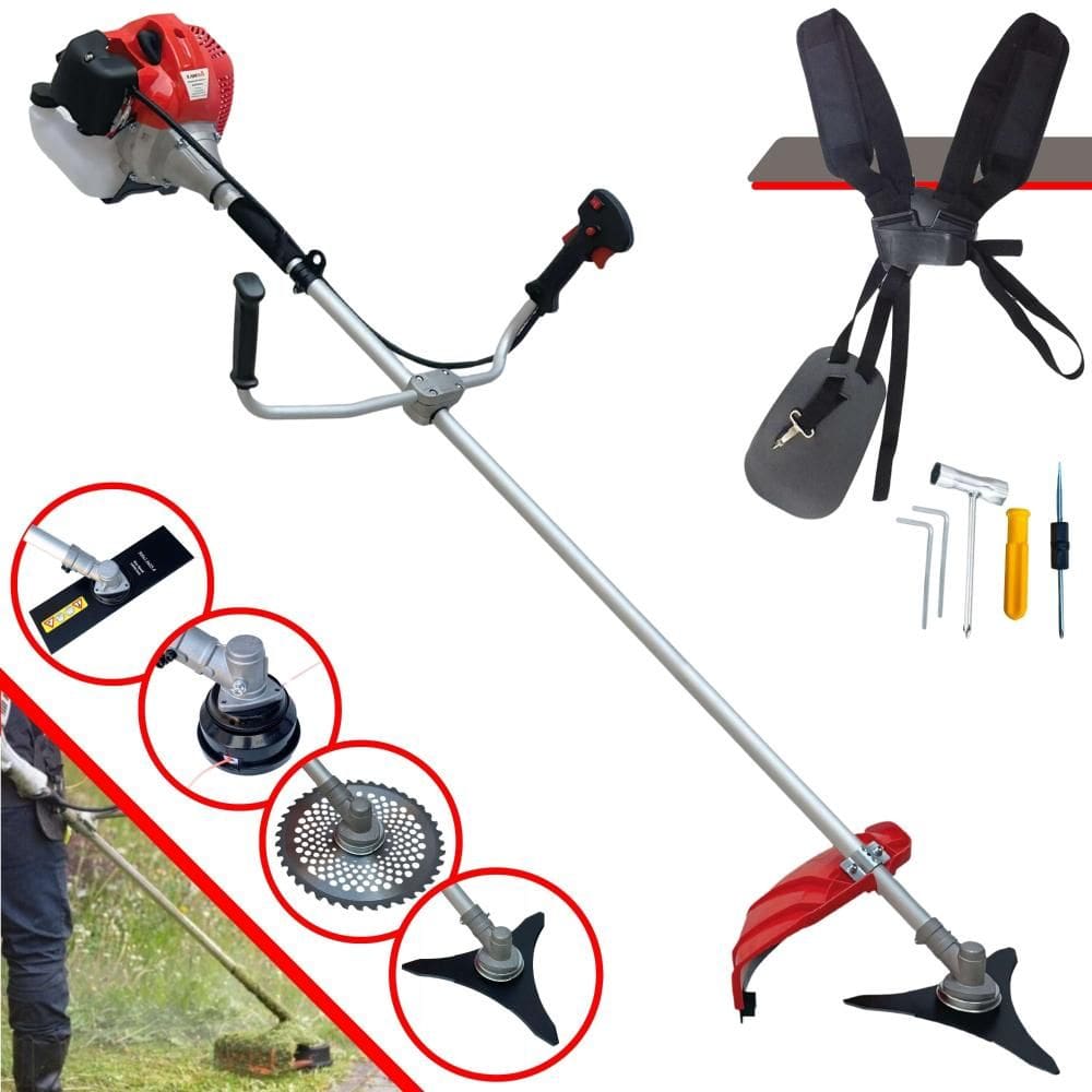 Roçadeira Multifunções Anmax CG430PTB À Gasolina 43cc 2HP 9.000rpm Com Carretel Nylon e Faca 2 Pontas + Faca 3 Pontas + Faca 40 Dentes Vídea
