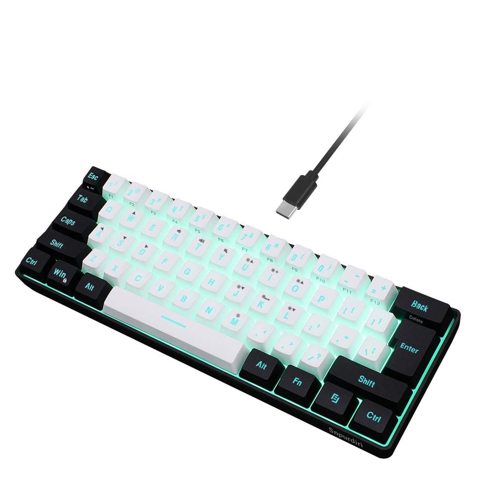Teclado para jogos Snpurdiri 60% com fio RGB retroiluminado à prova d`água