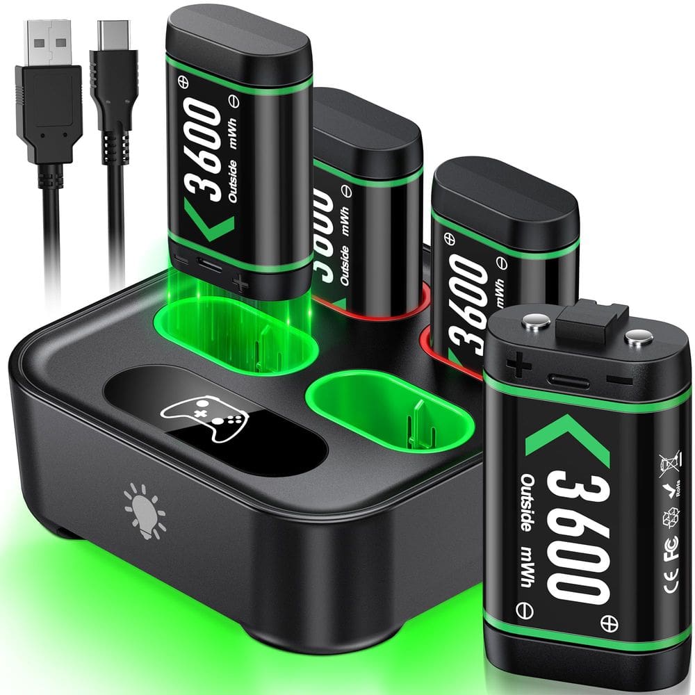 Pacote de bateria NinjaJoyox Fast Charging 4x3600mWh para Xbox One