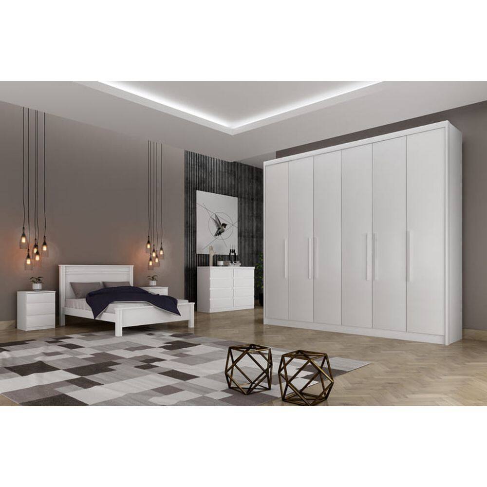 Guarda Roupa Casal 6 Portas 6 Gavetas - Santoro-Branco - Móveis Novo Horizonte