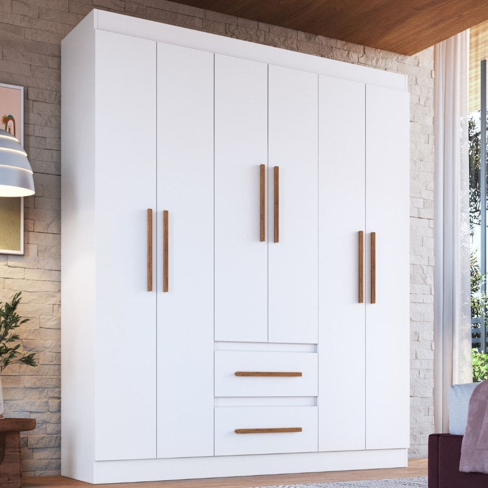 Guarda Roupa Casal 6 Portas 2 Gavetas 100 MDF Napoli Doripel
