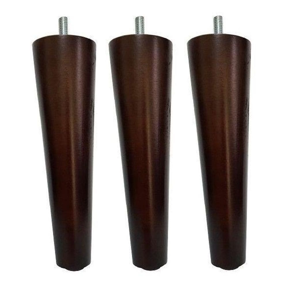 Kit 3 Pé Palito 15Cm Sofá Mesa Marrom Escuro