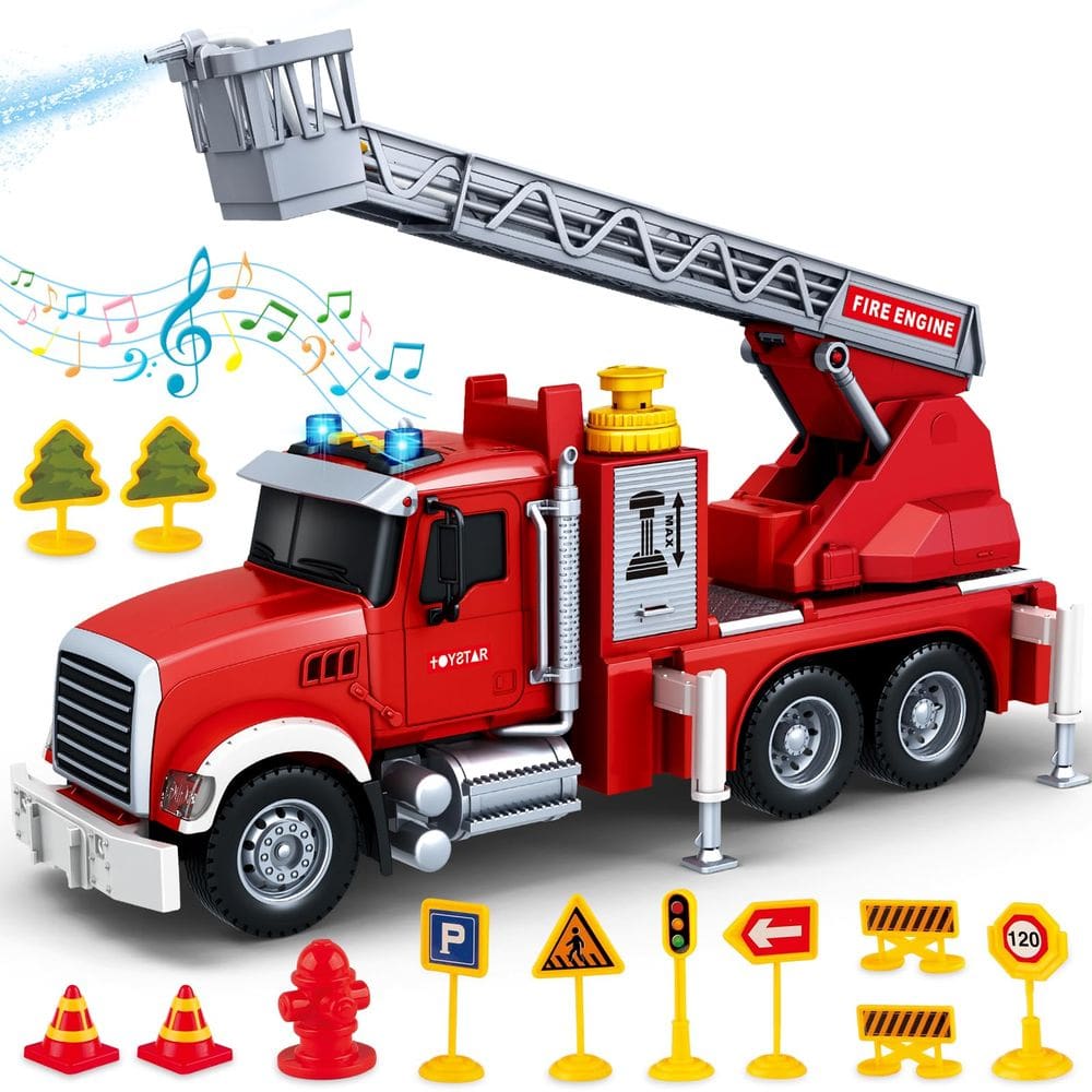 Brinquedo de caminhão de bombeiros SpringFlower com luzes e sons para crianças de 3 a 6 anos