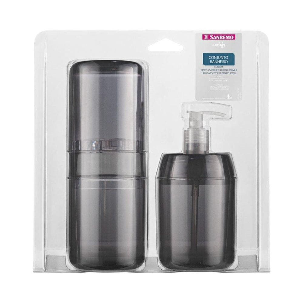 Jogo Dispenser Sabonete 350Ml+ Porta Escova Translucida
