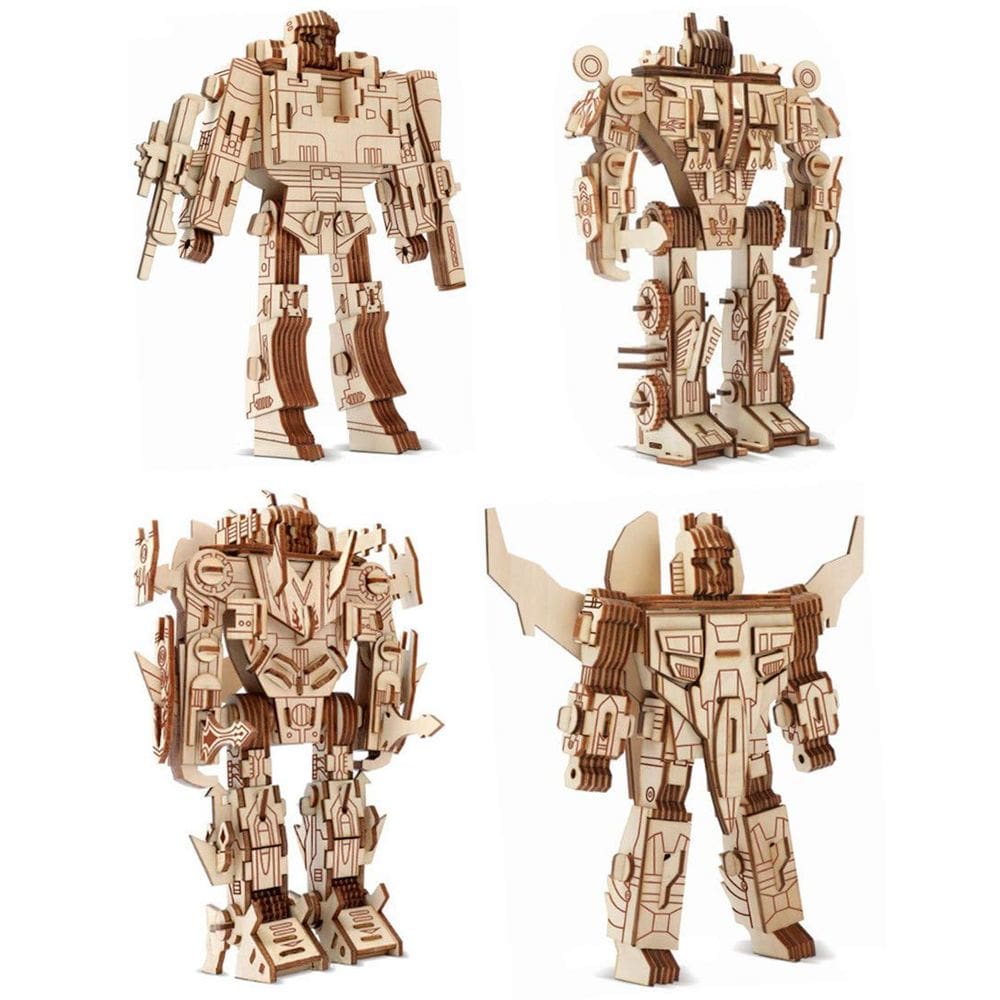 Conjunto de 4 peças Wooden Robot Puzzle i-Chony para crianças e adultos