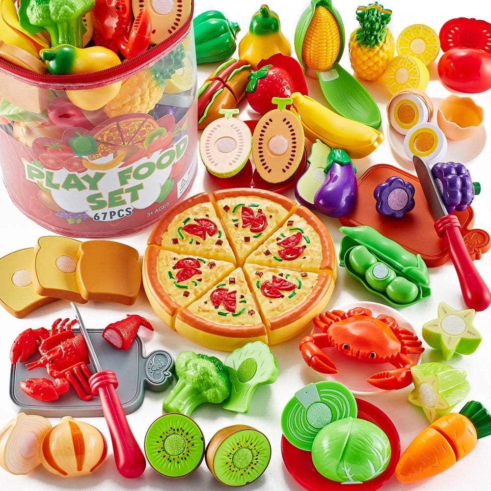 Conjunto de comida Pretend Play Shimirth, 67 unidades para cozinha infantil