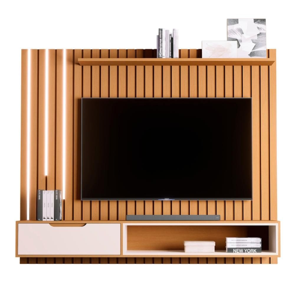 Home para Tv 80” Tucumã 1.8 SLIM Nature Off White JB Bechara