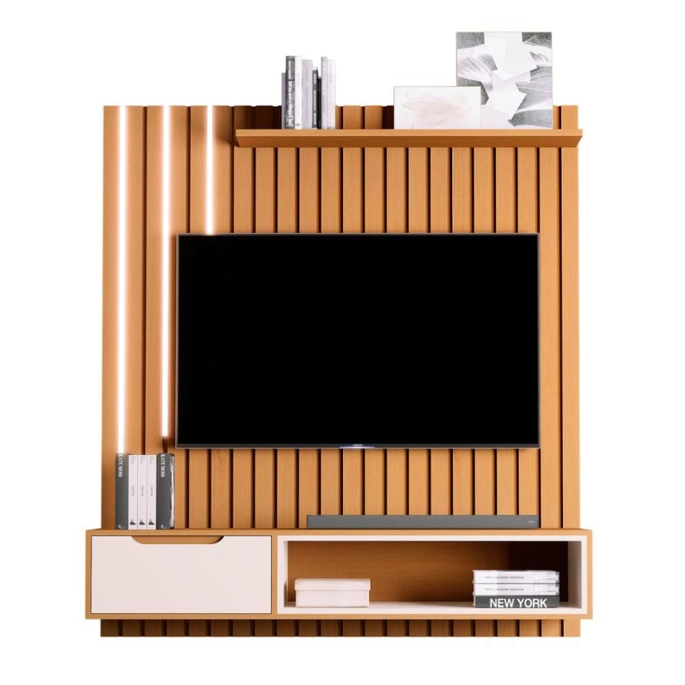 Home para Tv 80" Tucumã 1.4 SLIM Nature Off White JB Bechara
