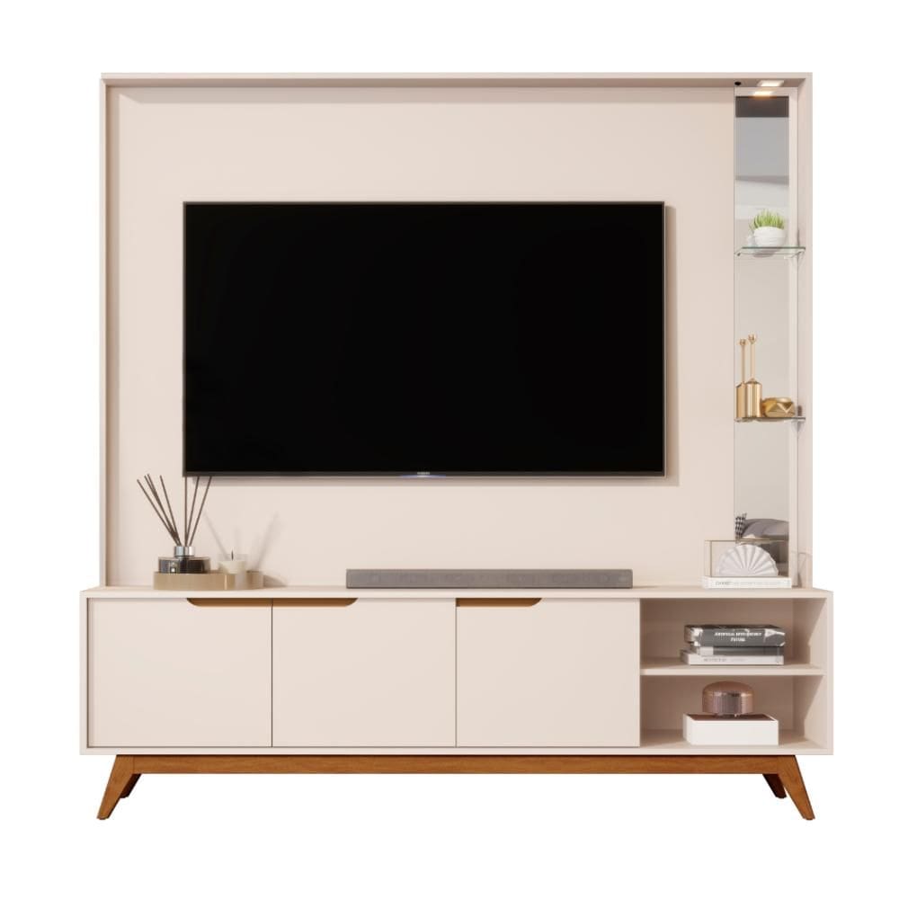Home para Tv 80" Tucumã 1.8 Off White Com LED JB Bechara