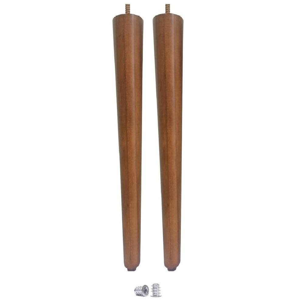 Kit 2 Pé Palito 50Cm Sofá Mesa Marrom Claro + Bucha