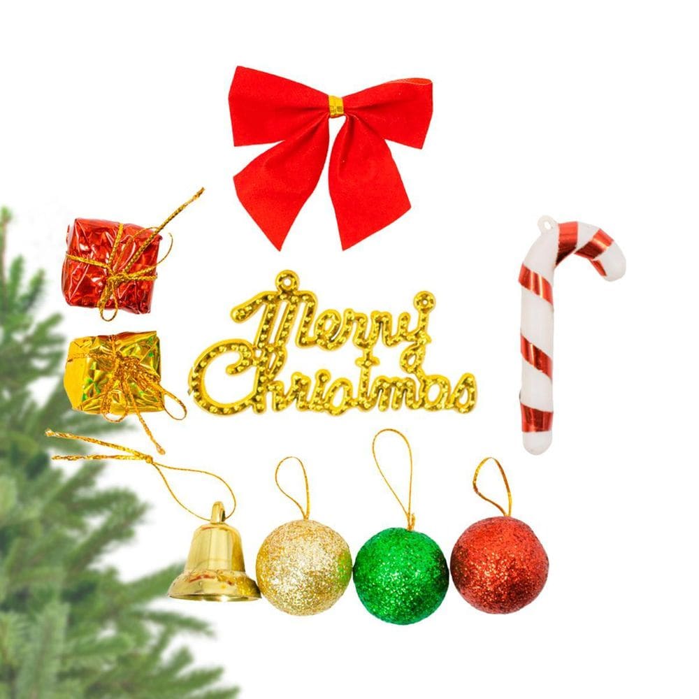 Enfeite Árvore Natal Bolas Sino Laço MC11958