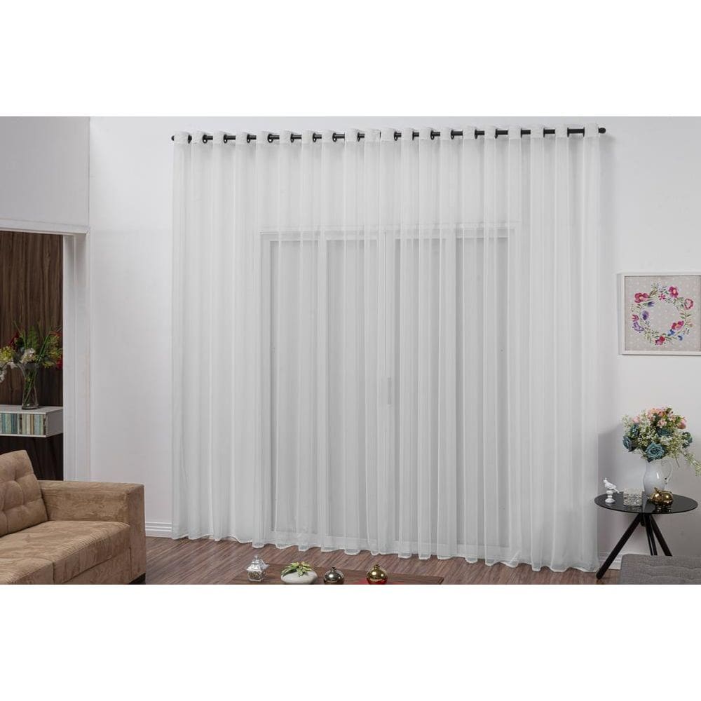 Cortina Decorativa Cor Gelo Com Ilhós 2,60 X 1,80 Metros
