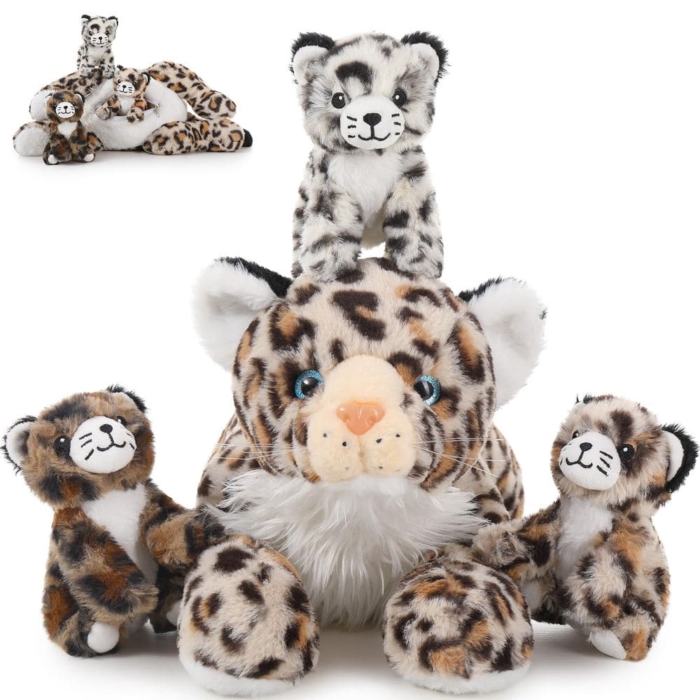 Bichos de pelúcia MaoGolan Cheetah com bebês, brinquedo de pelúcia de 45 cm