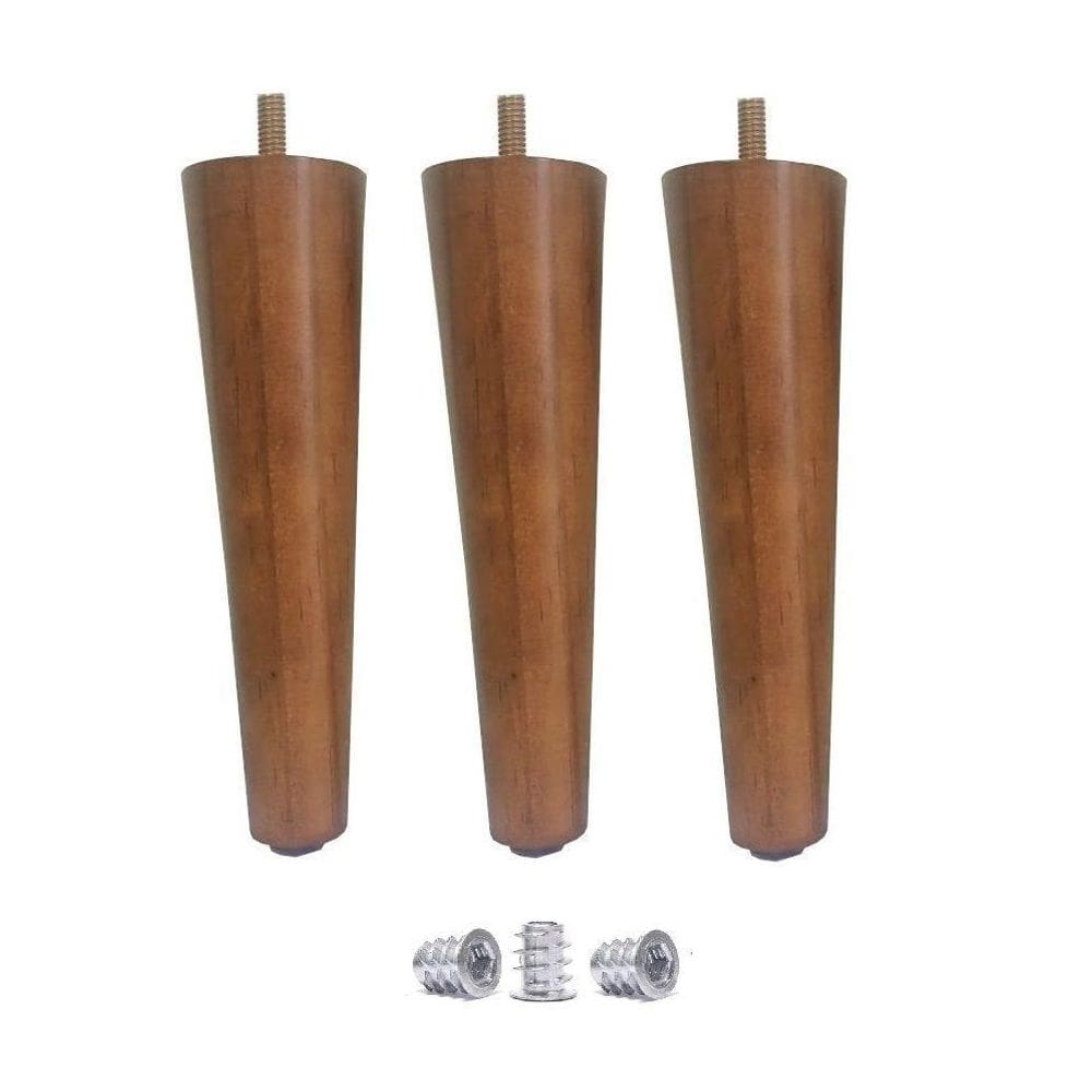 Kit 3 Pé Palito 15Cm Sofá Mesa Marrom Claro + Bucha