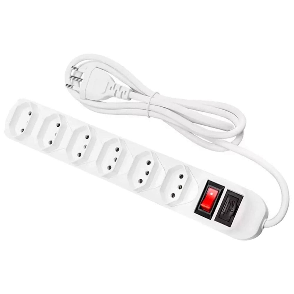 Filtro De Linha 6 Tomadas Régua Extensão Chave Led 3M