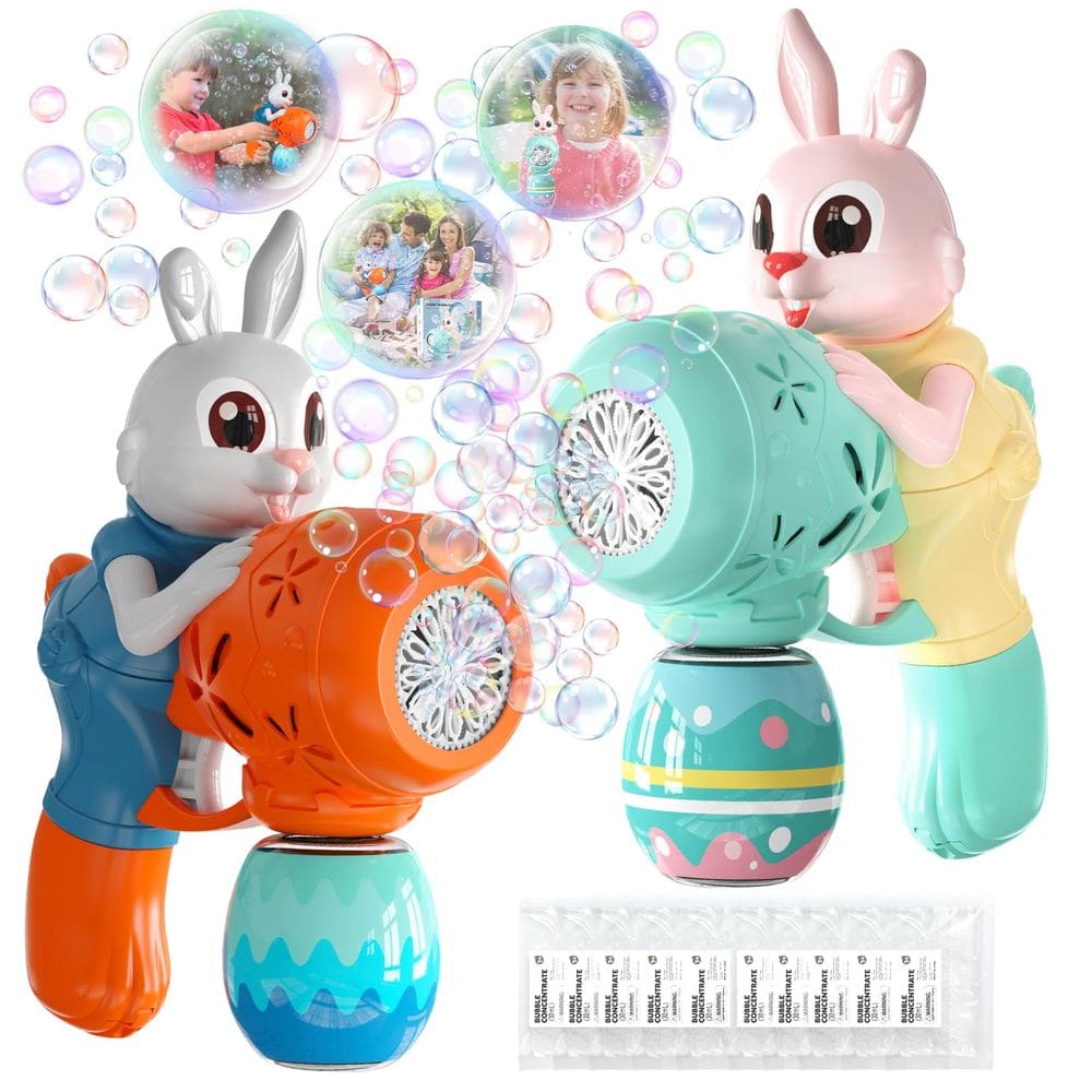Máquina de bolhas Bubble Guns IFLOVE Rabbit Bubble com 10 soluções, 2 unidades