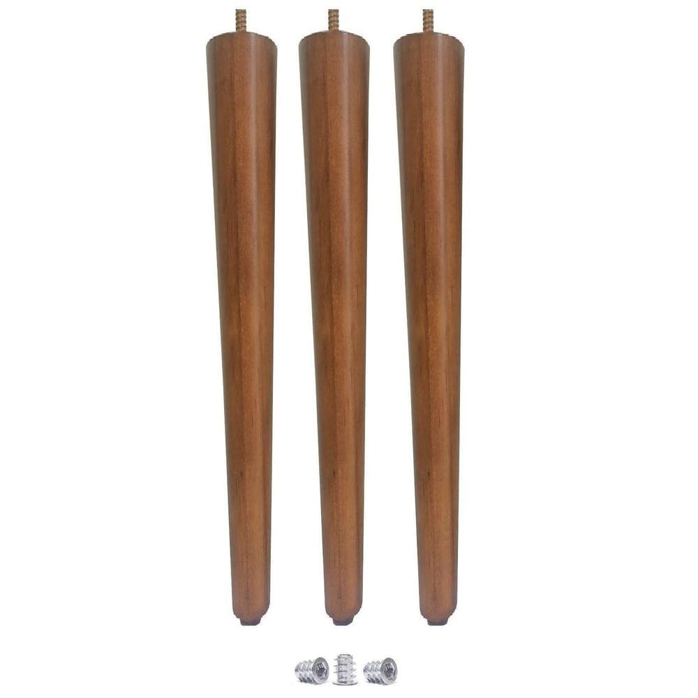Kit 3 Pé Palito 60Cm Sofá Mesa Marrom Claro + Bucha