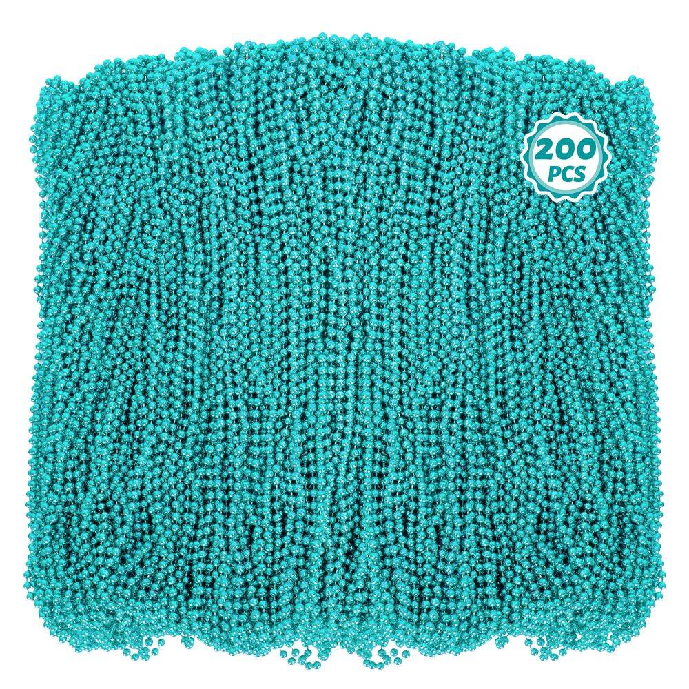 Colares de miçangas Mardi Gras Huskein, 200 peças, azul lago, 33 cm