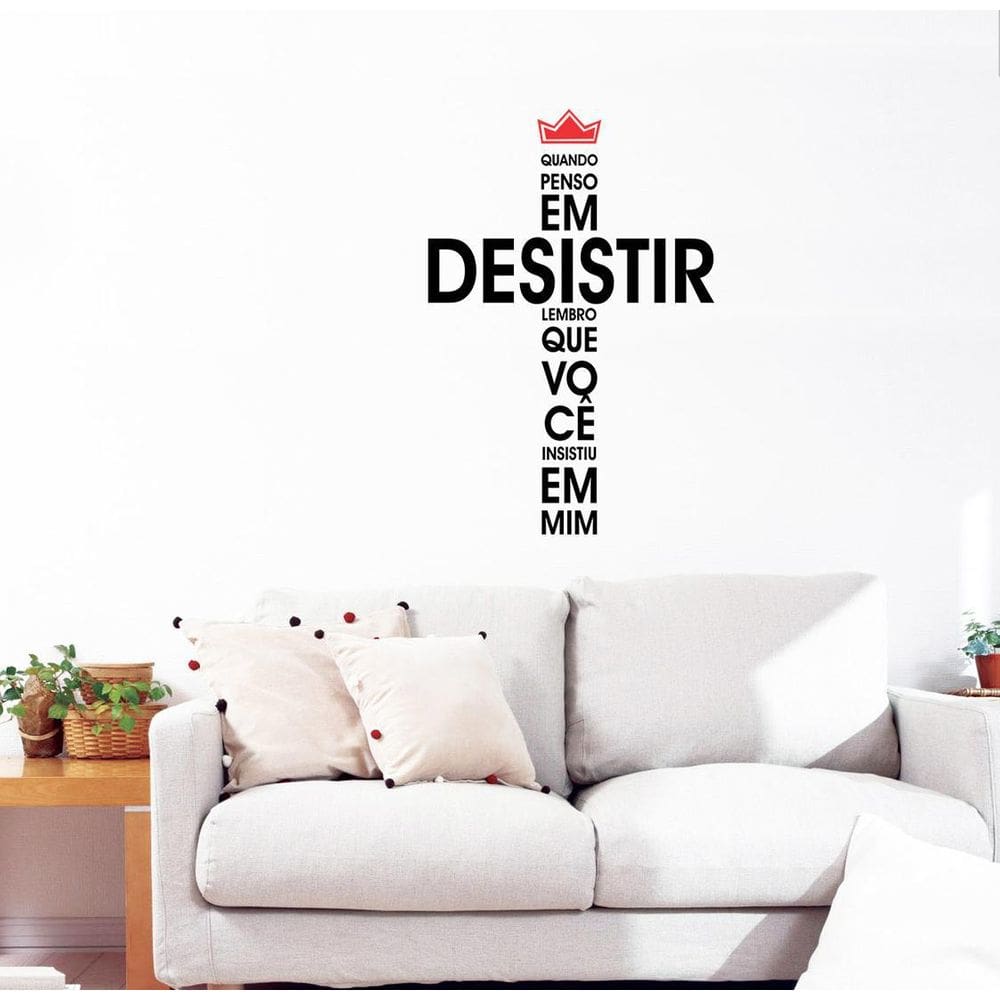 Adesivo Decorativo de Parede Frases na cruz com coroa lindo
