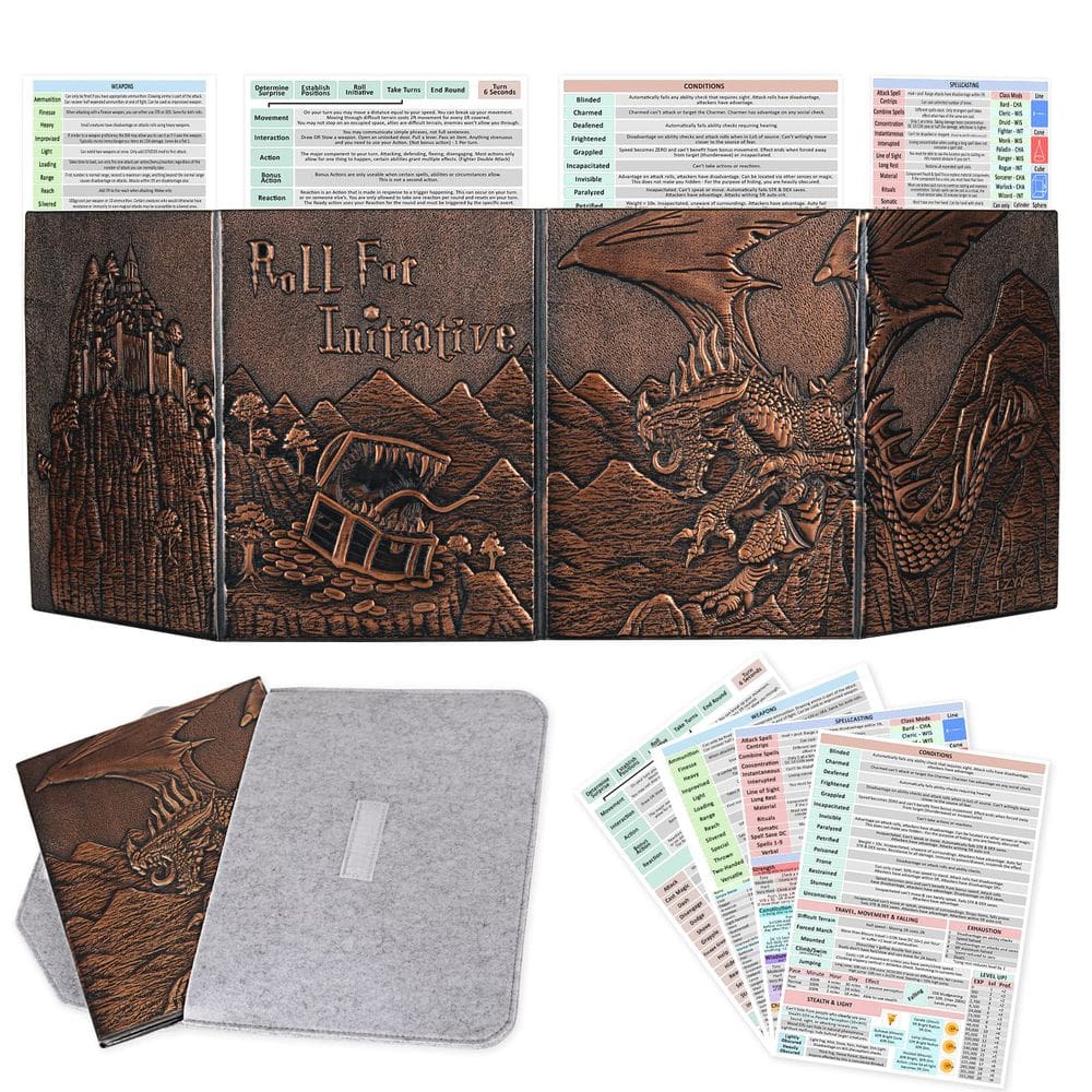 Tela DM CZYY DND em couro sintético gravado Dragon & Mimic