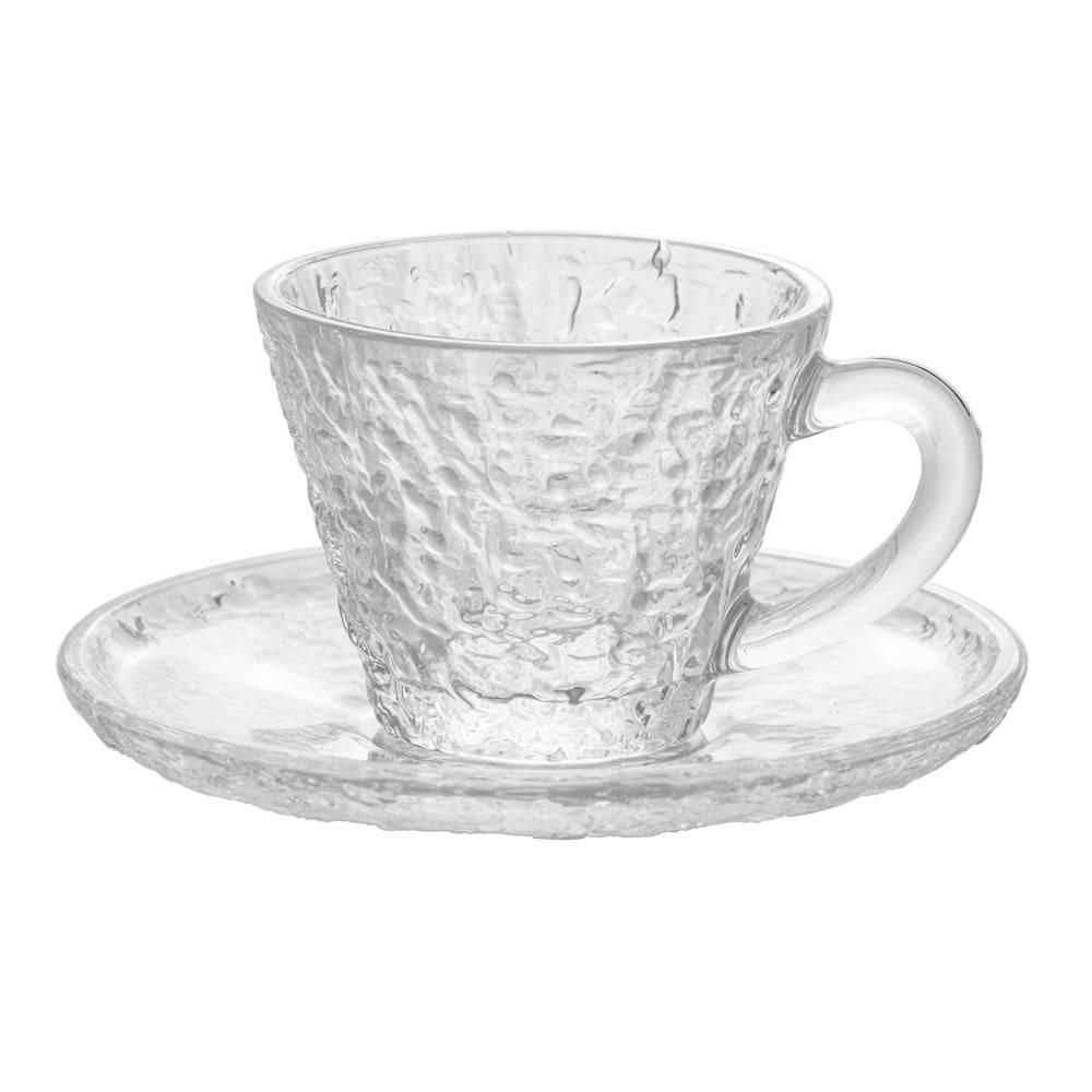 Xícara de Café de Cristal Martelado com Pires Petra 70ml