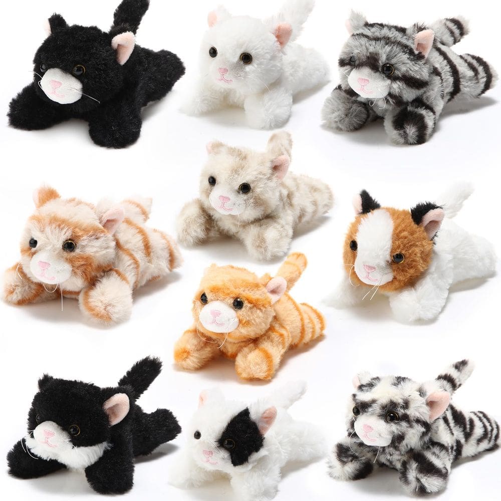 Conjunto de presente de pelúcia Lenwen Cat de 14 cm para animais de pelúcia a granel, 10 unidades