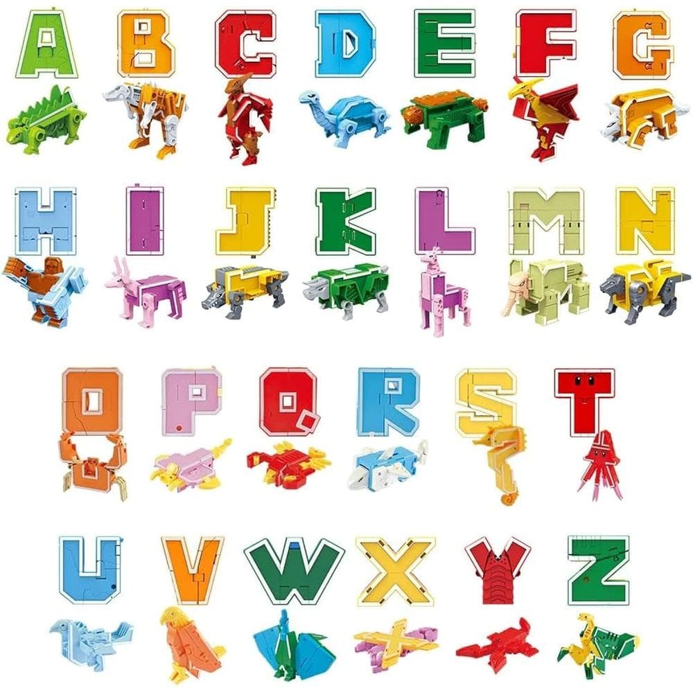 Brinquedo VEAIS Alphabots Transformers Alphabet Animal para crianças de 4 a 6 anos