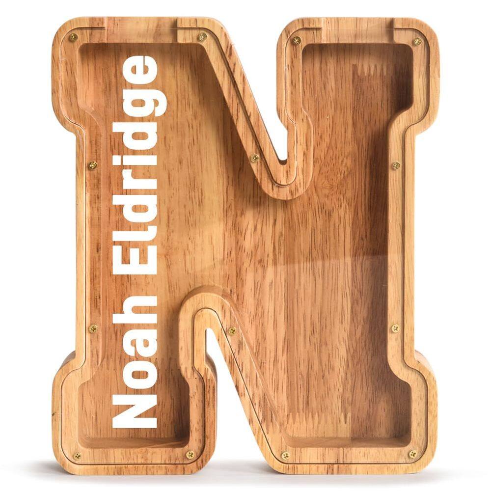Piggy Bank PrimRend Wooden Letter Money Coin Cash Saving Bank