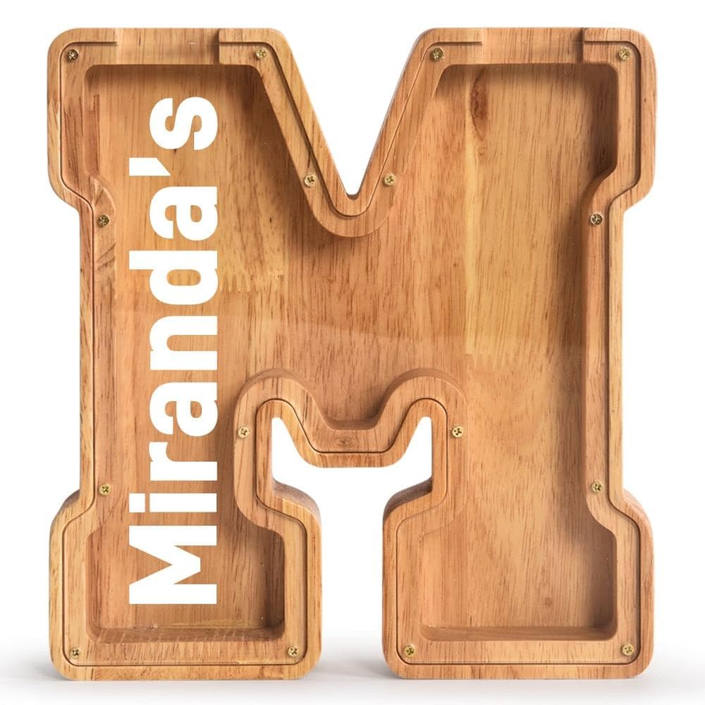 Piggy Bank PrimRend Wooden Letter Money Coin Cash Saving Bank