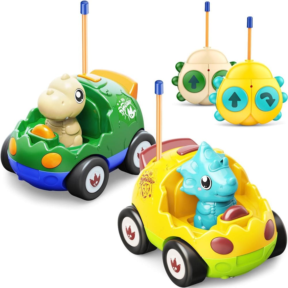 Carros de controle remoto Kidz do Dinosaur Toys de 2 a 6 anos, pacote com 2