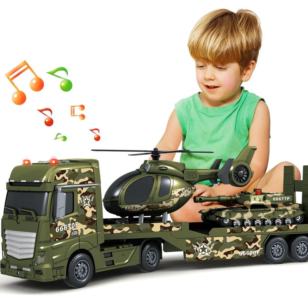 Toy Truck Bstoyder Army para crianças de 3 a 8 anos com luzes e sons