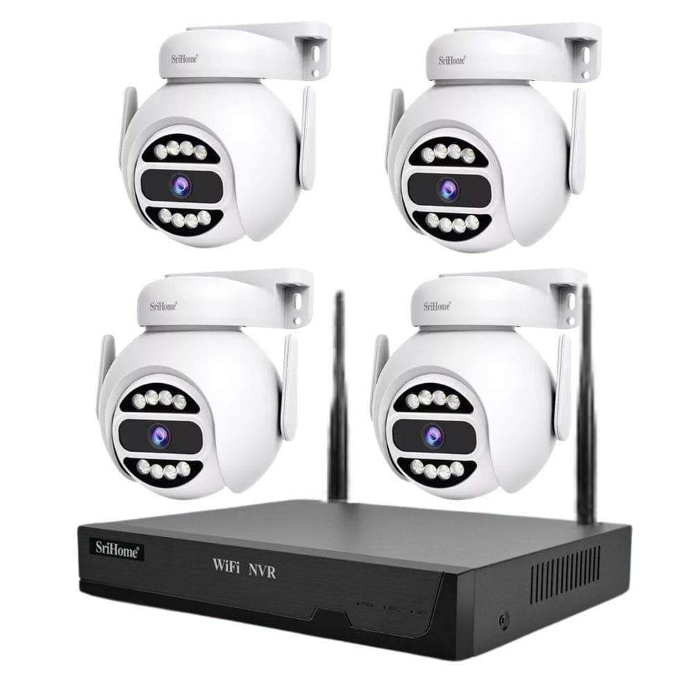 4 Cameras e NVR Full HD 4MP IP Domo Segurança Wi-Fi 5G PTZ Vídeo Sem Fio Detecção de Movimento