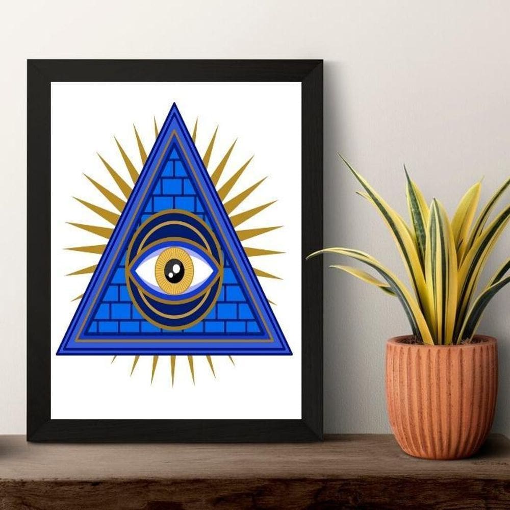 Quadro Esotérico Olho Grego Com Pirâmide 24X18Cm