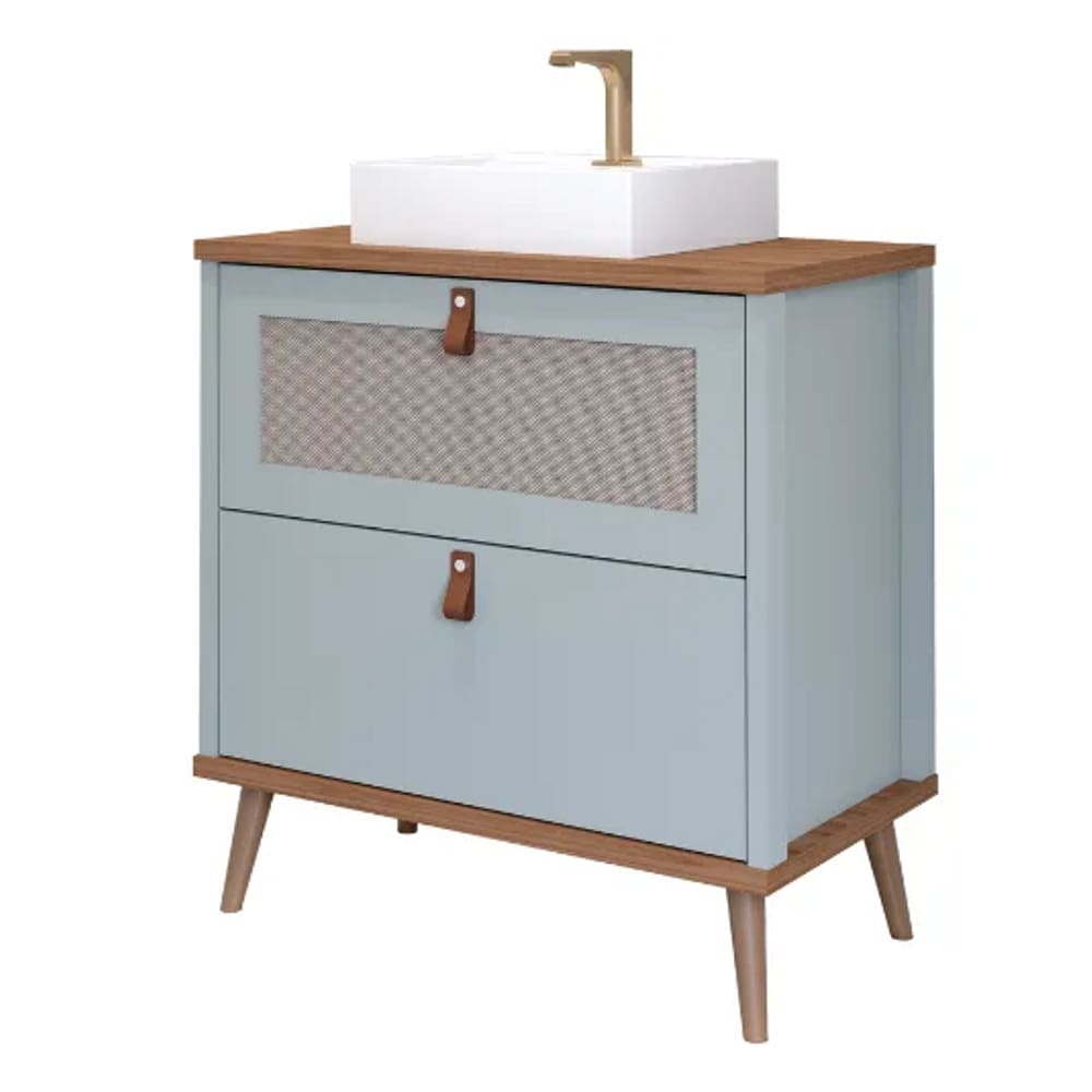 Conjunto de Banheiro Veneto Pistache/Freijo 80CM - MGM Moveis