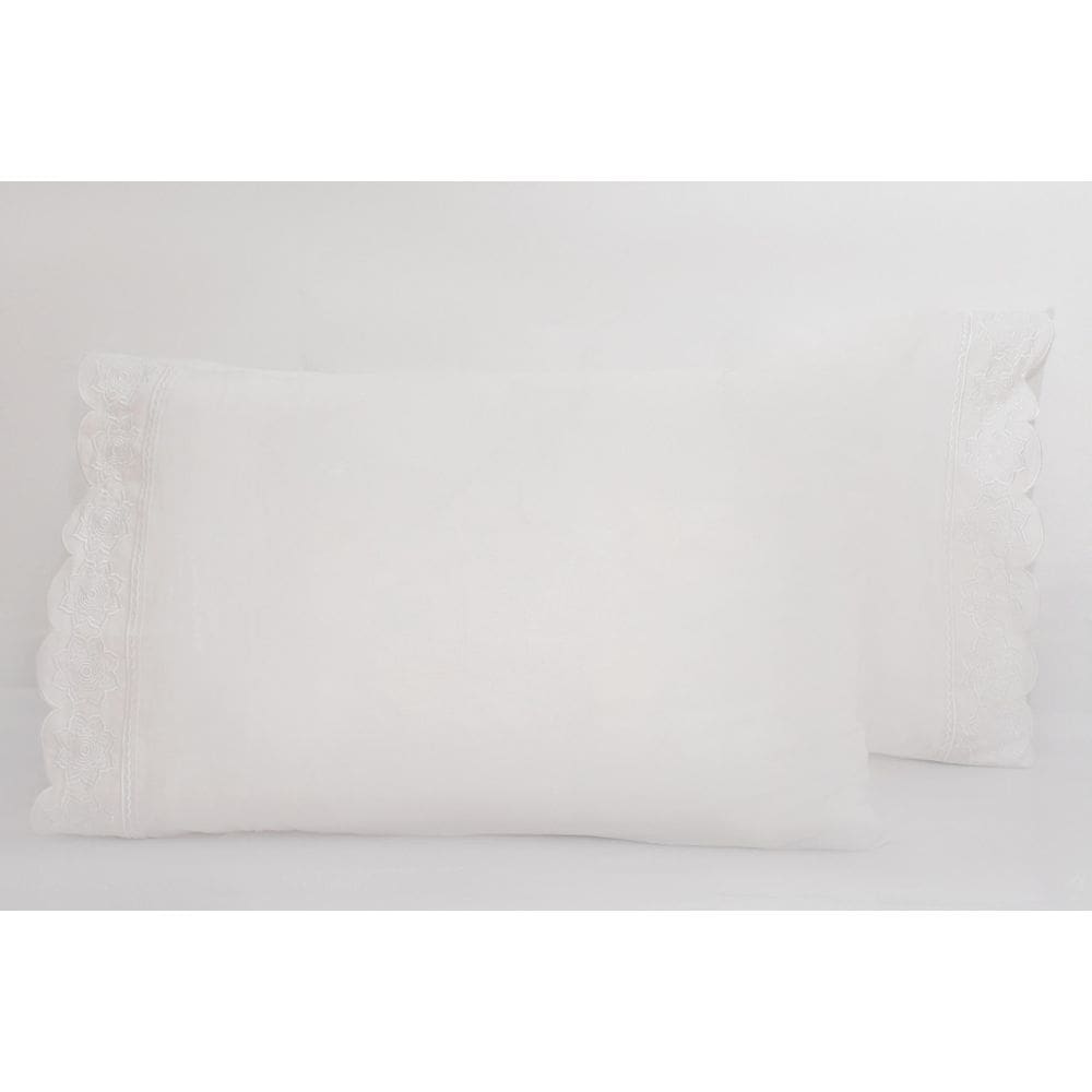 2 Fronhas 50Cmx70Cm 100% Algodão 200 Fios Barrado Bordado