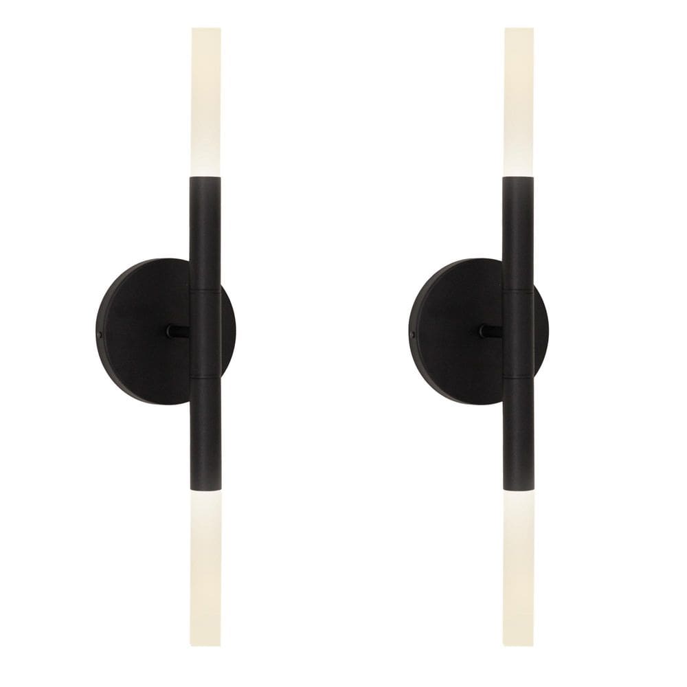 Kit 2 Luminárias Parede Arandela Tubo 2 Difusores Cama Preto