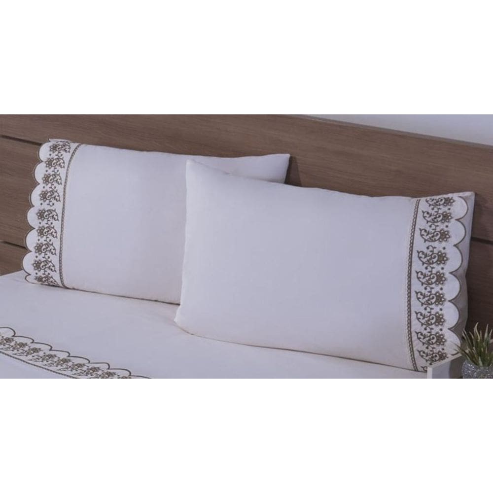 2 Fronhas 50Cmx70Cm 100% Algodão 180 Fios Palha Barrado