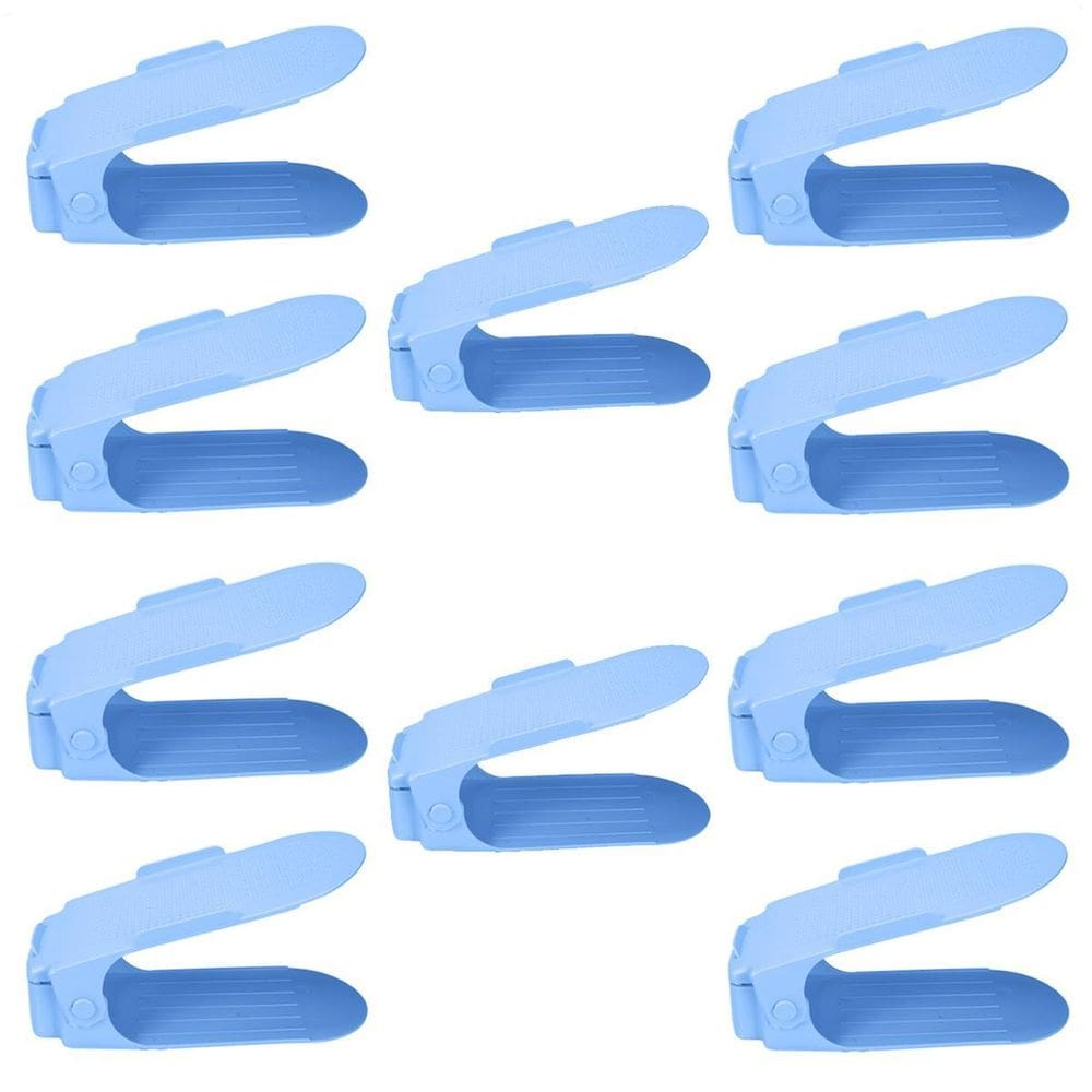 Kit 10 Organizadores Sapatos Reforçado Regulagem Altura Azul