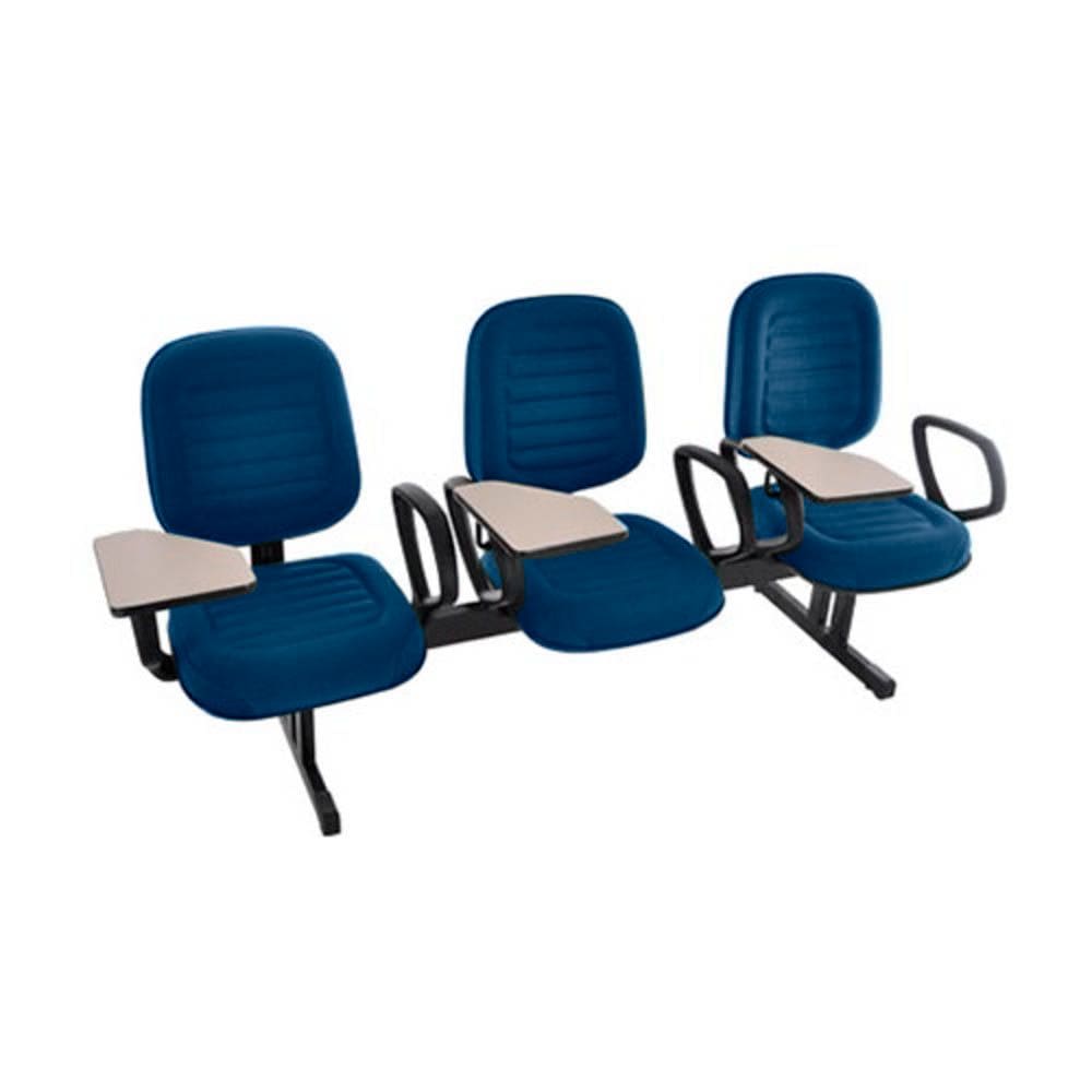 Cadeira Escolar Universitária em Longarina com prancheta para Escolas e Faculdades Linha Blenda Azul