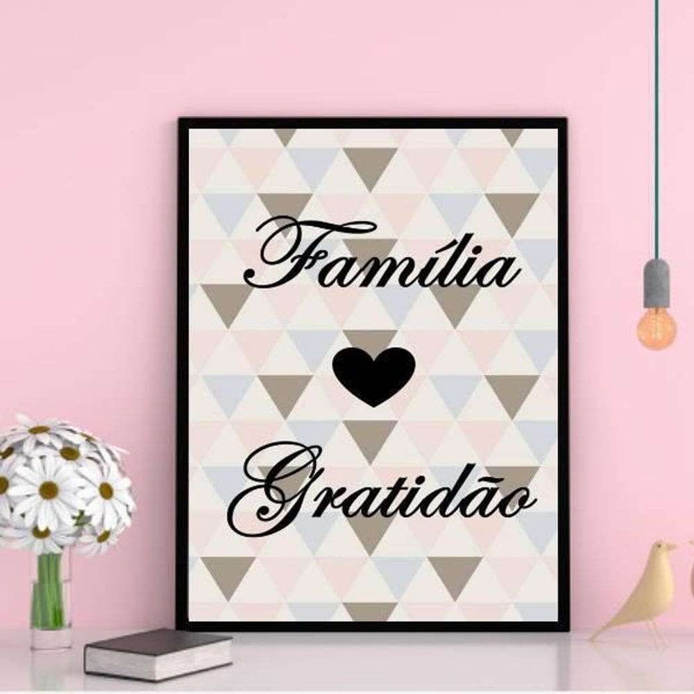 Quadro Geométrico Família Gratidão 24X18Cm