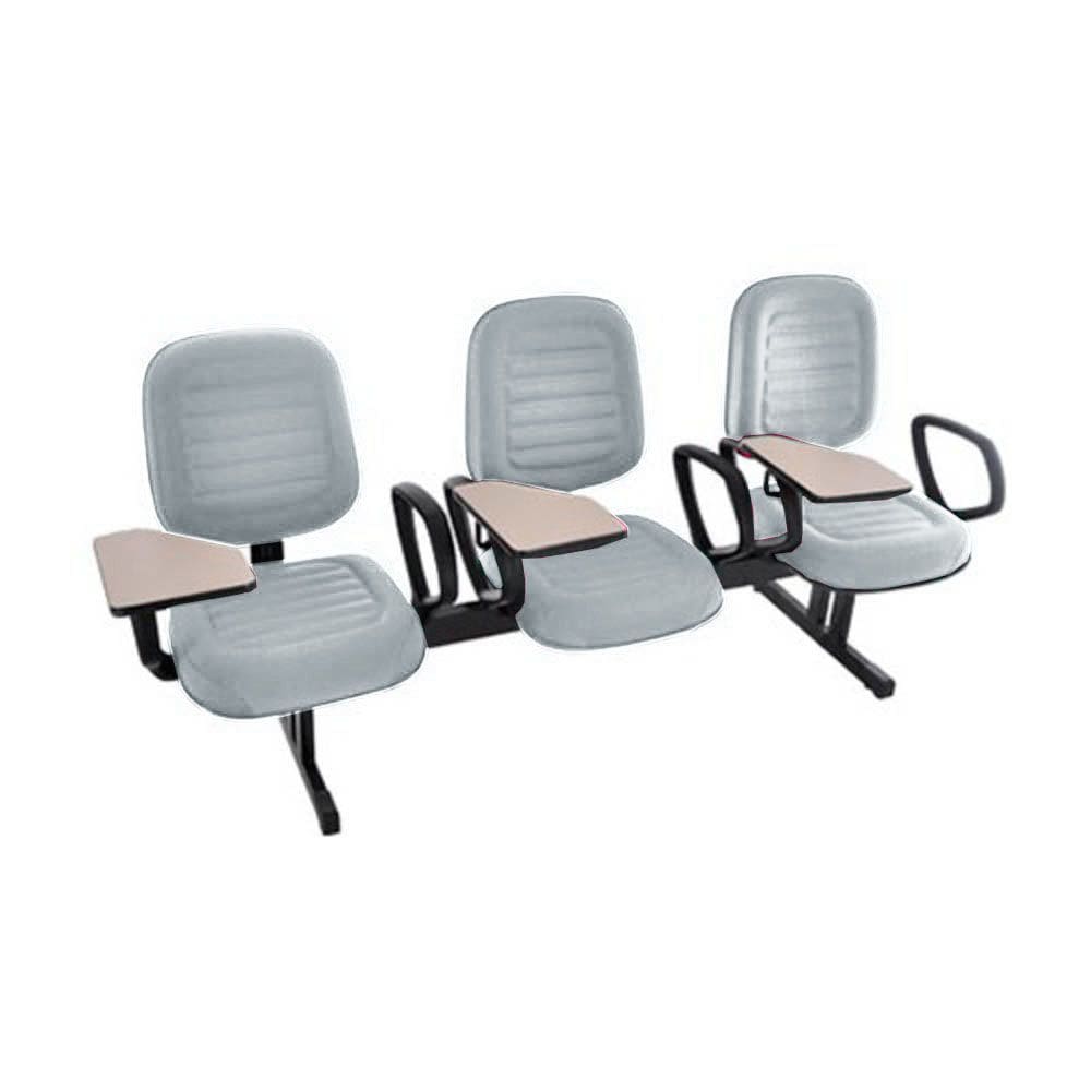 Cadeira Escolar Universitária em Longarina com prancheta para Escolas e Faculdades Linha Blenda Cinza