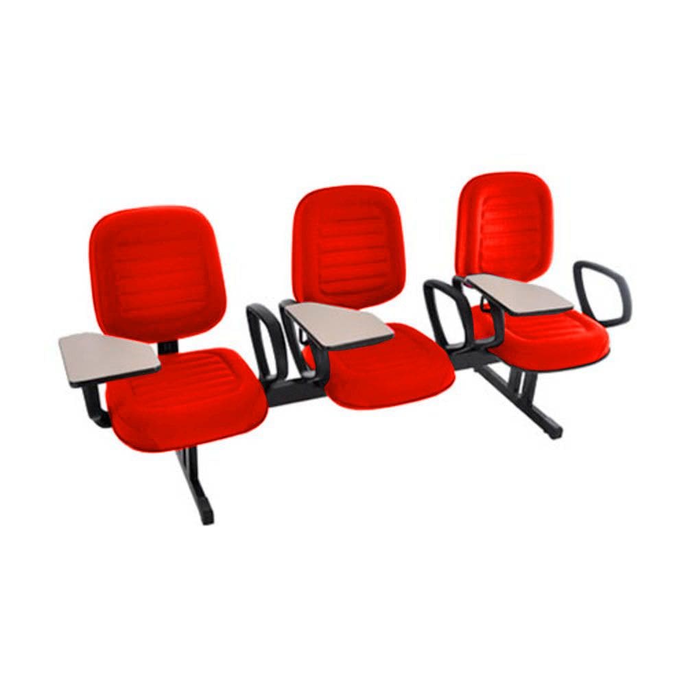 Cadeira Escolar Universitária em Longarina com prancheta para Escolas e Faculdades Linha Blenda Vermelho