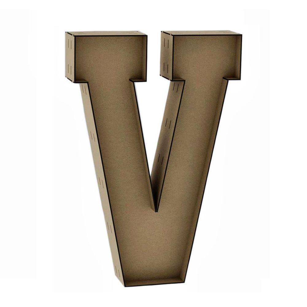 Letra Caixa Grande V Mdf 60Cm De Altura Decoração