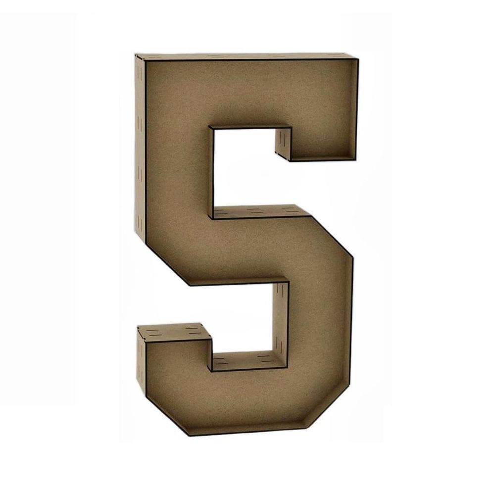 Número 5 Letra Caixa Grande Mdf 60Cm De Altura Decoração