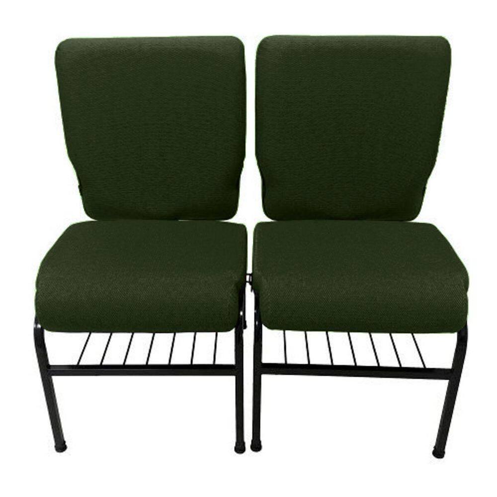 02 Cadeiras para Igrejas c/ Porta Biblía e Porta Cálice Verde